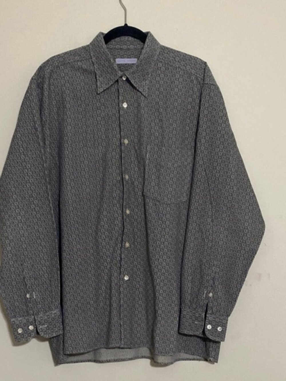 Martin Gordon Men's Gray Patterned Shirt corduroy L button up casual office Y2K